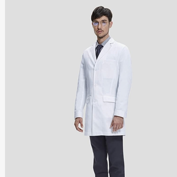 Dr. James Consultation Lab Coat Men, Slim Fit, Multiple Pockets, White, 36 Inch - Picture 2 of 9